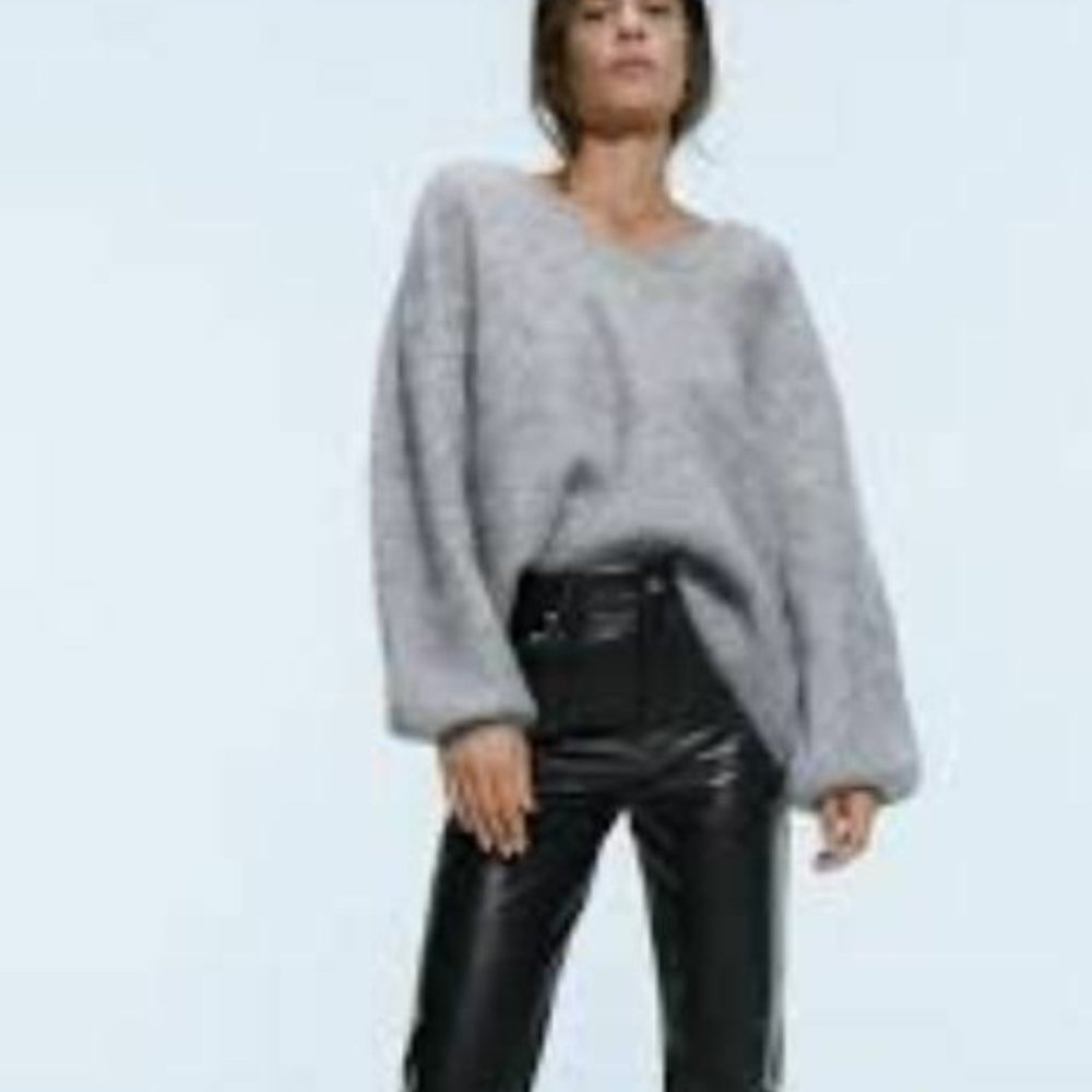 Zara Womens Oversized Sweater S Gray Mohair Wool - Picture 6 of 11